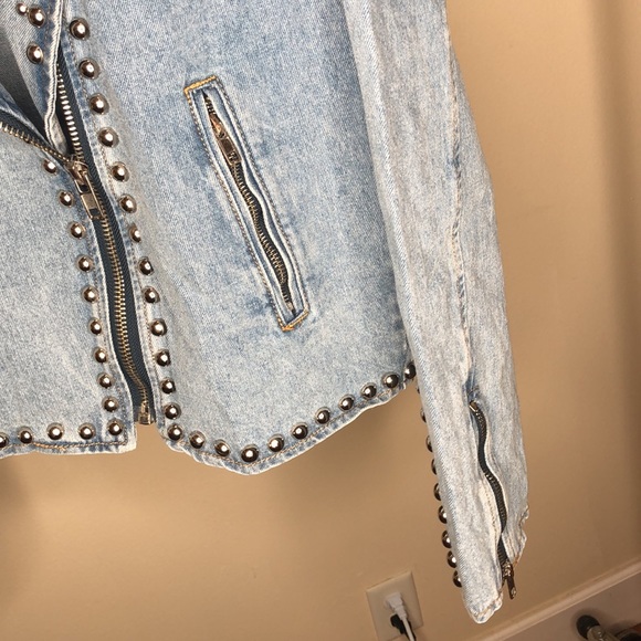 Light Blue Denim Studded Jacket - Picture 9 of 13